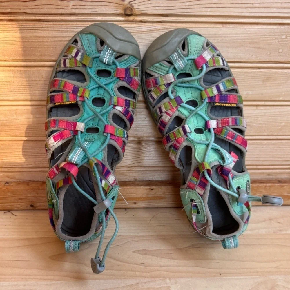 Keen Sandals Waterproof Teal Pink Big Kids 4 Adventure Hiking Water Play Camping